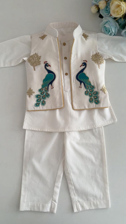 Peacock Embroidered Kurta Set