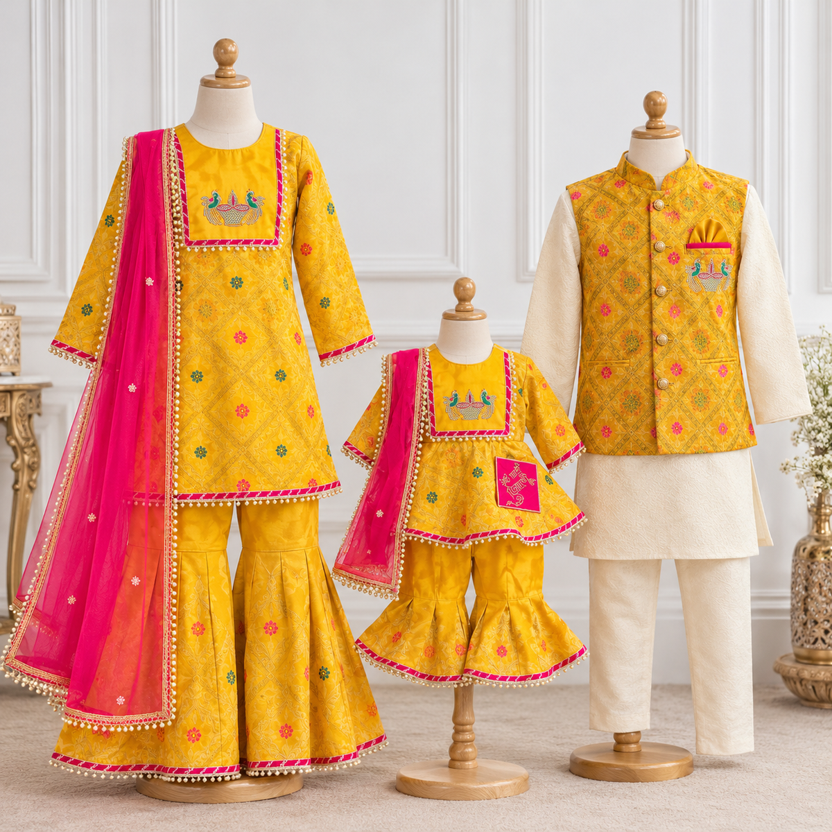 Yellow Pink Family Twinning Set
