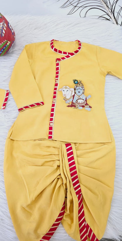 Yellow Krishna Dhoti Set