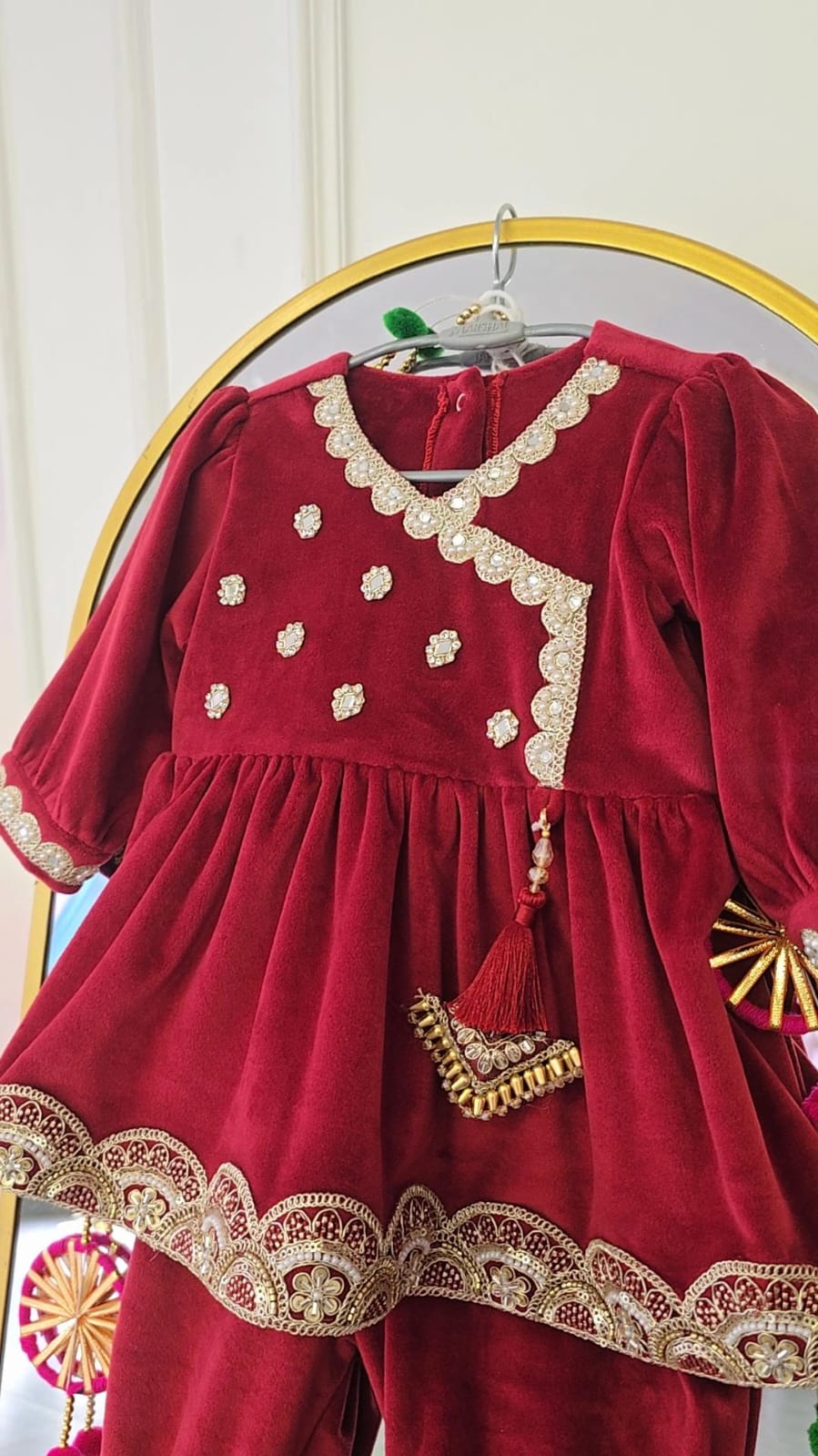 Maroon Velvet Embroidered Set