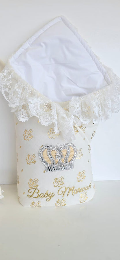 Ivory Gold Crown Lace Wrap