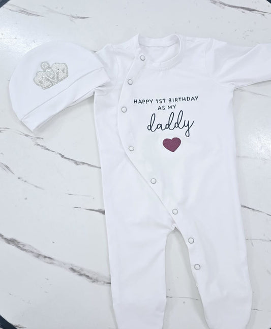 The side  pattern daddy birthday Romper Set