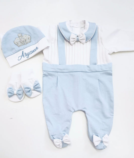 The Blue Pintex Romper Set