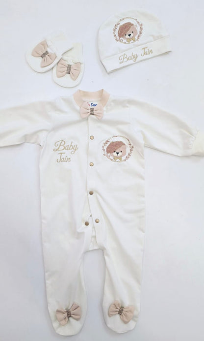 The Bow Brown Teddy Romper Set