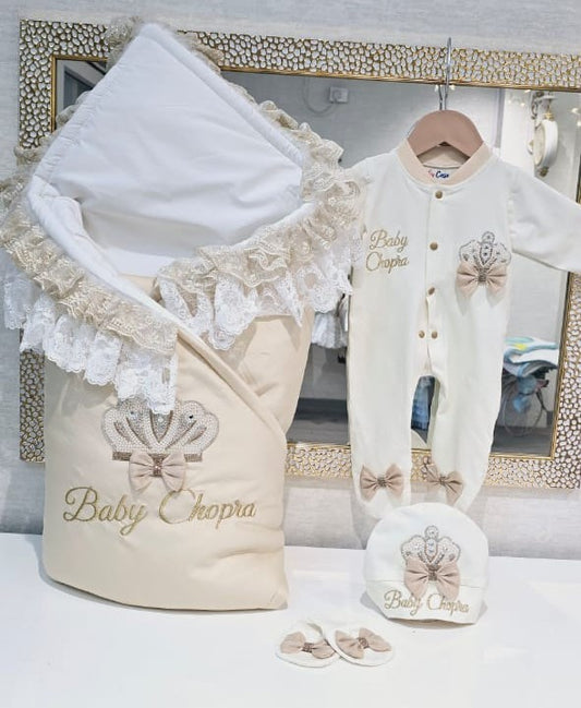 The Double Lace Beige & Ivory Crown Combo Set