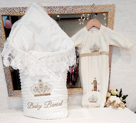 The Dotted Wrap and Ivory Pearl Crown Set