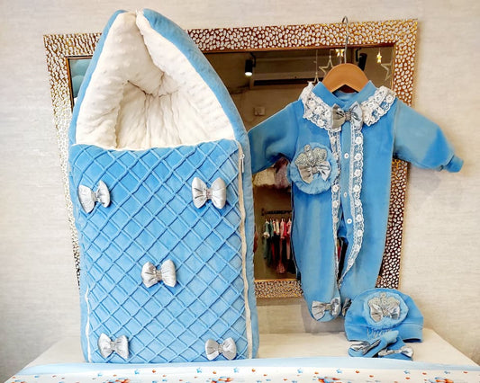 Beautiful Baby Bow Wrap & Romper Themed Set