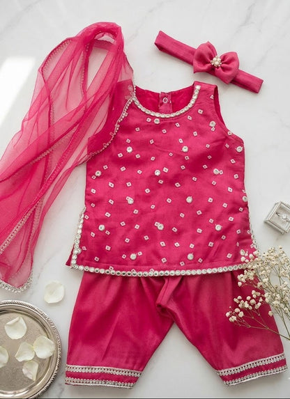 Fuchsia Pearl Dhoti Set