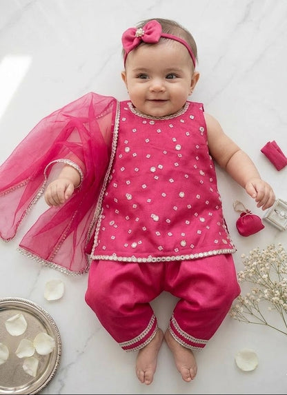 Fuchsia Pearl Dhoti Set